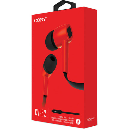 Tangle-Free Stereo Earbuds, Red