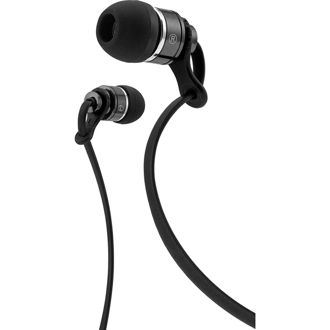 Deluxe  Tangle Free Cable Metal Stereo Earbuds w/Mic