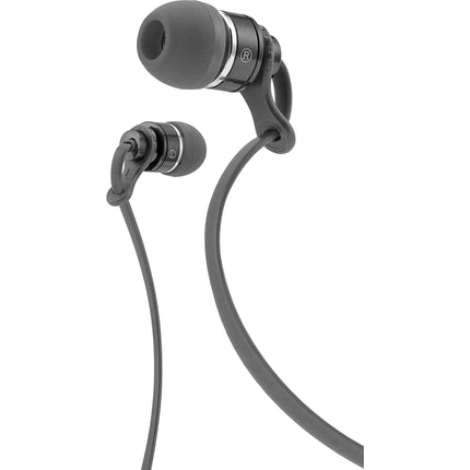 Deluxe  Tangle Free Cable Metal Stereo Earbuds w/Mic