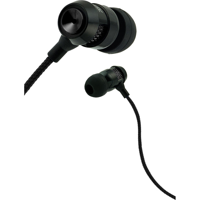 Matrix  Tangle Free Cable Metal Stereo Earbuds w/Mic, Black