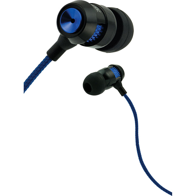 Matrix  Tangle Free Cable Metal Stereo Earbuds w/Mic, Blue