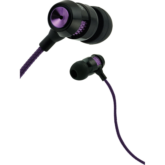 Matrix  Tangle Free Cable Metal Stereo Earbuds w/Mic, Purple