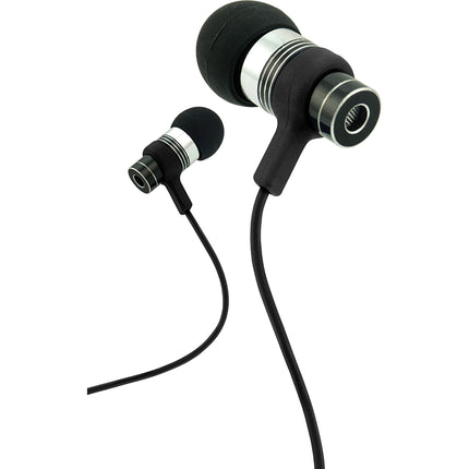 Fusion  Tangle Free Cable Metal Stereo Earbuds w/Mic, Black