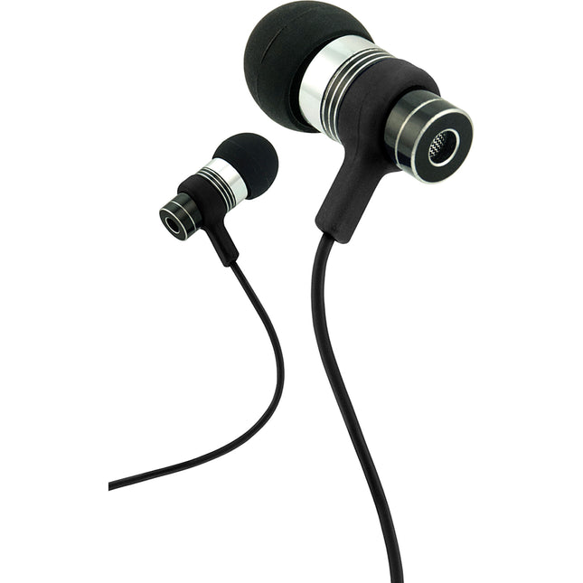 Fusion  Tangle Free Cable Metal Stereo Earbuds w/Mic, Black