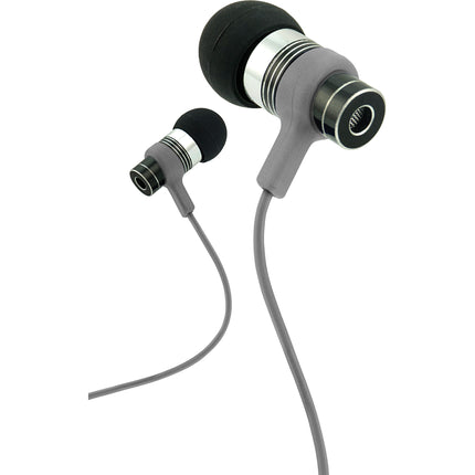 Fusion  Tangle Free Cable Metal Stereo Earbuds w/Mic, Silver