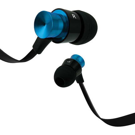 Aluminum Tangle Free Stereo Earbuds w/Mic, Blue