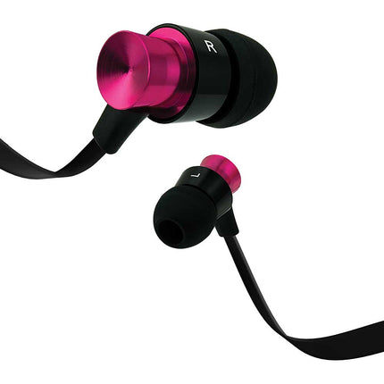 Aluminum Tangle Free Stereo Earbuds w/Mic, Pink