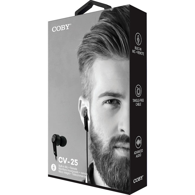 Metal Stereo Earbuds with Mic, Black