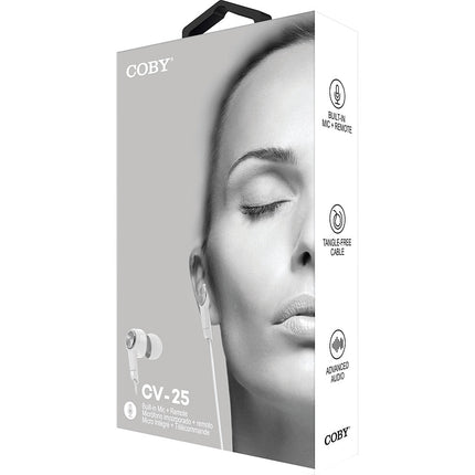 Metal Stereo Earbuds with Mic, White