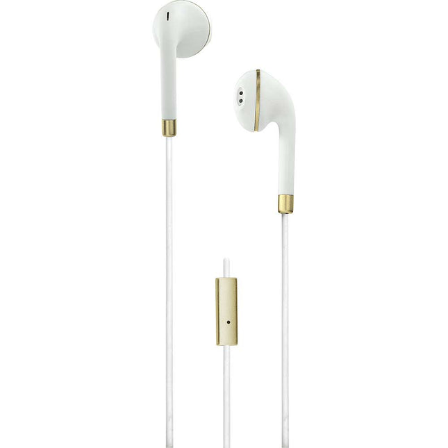 Stereo Earbuds, White/Gold