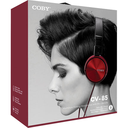 Stereo Headphones w/Mic, Red