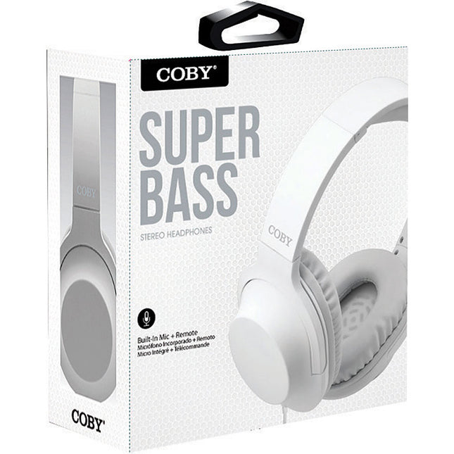 Super Bass Stereo Headphones w/Mic, White