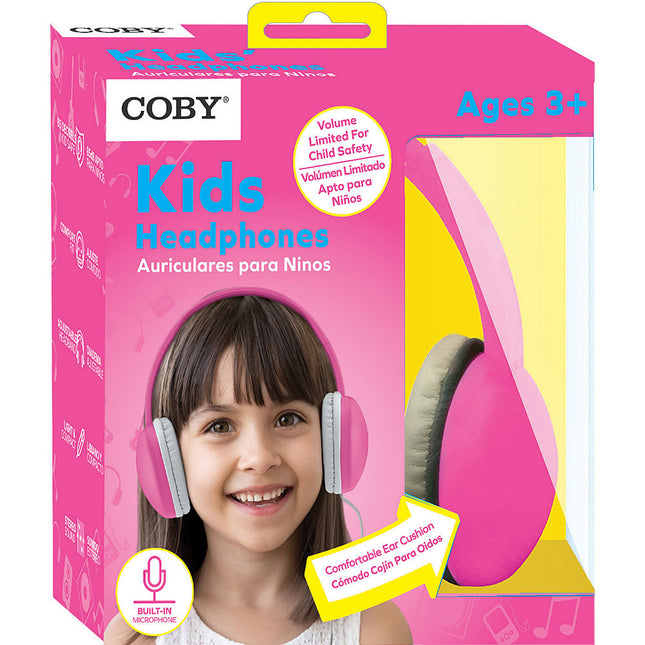 Kids Headphones w/Mic, Pink