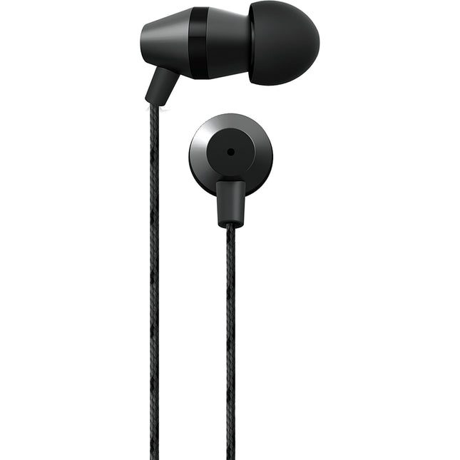 Tangle-Free Flat Cable Metal Stereo Earbuds, Black