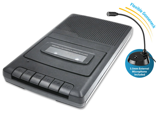 Portable Cassette Recorder With Bundled Mic