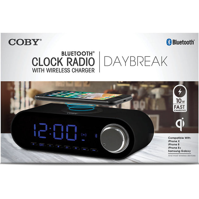 Clock Radio with Wireless Charger, Black