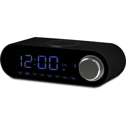 Bluetooth Clock Radio with Wireless Charger, Black