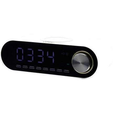 Bluetooth Clock Radio with Wireless Charger, White
