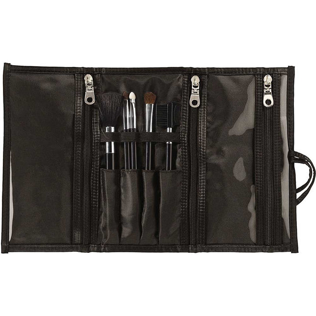 Jewelry Roll Bag w/ BONUS 5pc Cosmetic Brush Set