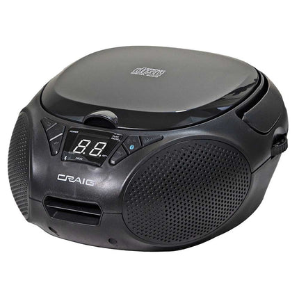 Portable CD Boombox with AM/FM Stereo Radio and Bluetooth, Silver