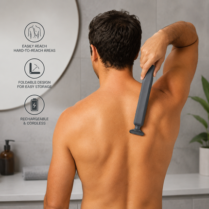 Foldable Rechargeable Back Hair Trimmer for Hard-to-Reach Grooming