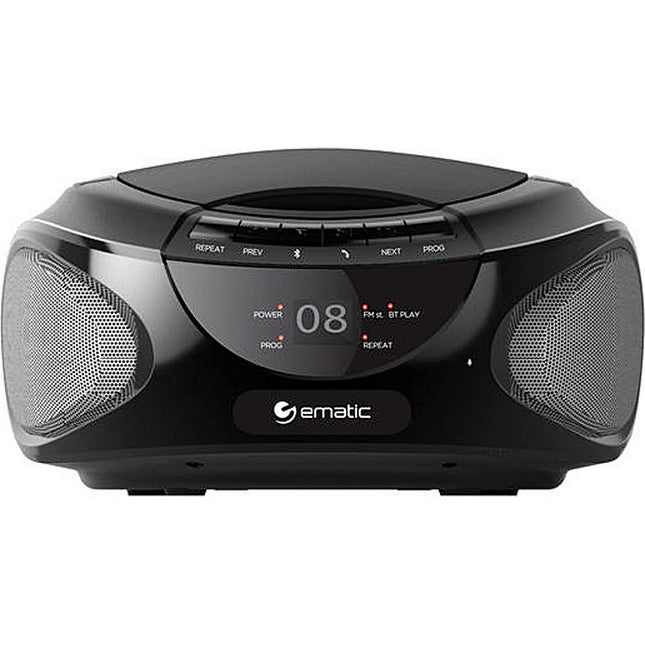 CD Boombox with AM/FM Radio, Bluetooth Audio & Speakerphone, Black