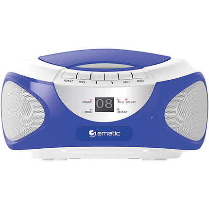 CD Boombox with AM/FM Radio, Bluetooth Audio & Speakerphone, Blue