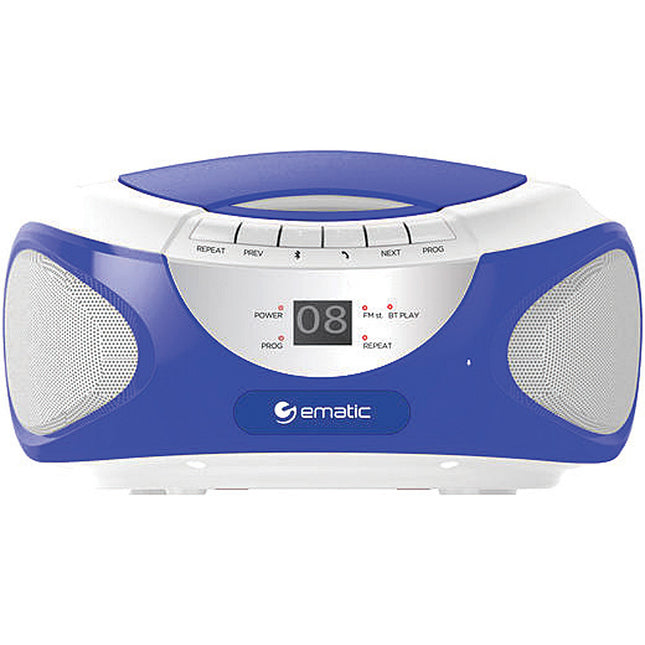 CD Boombox with AM/FM Radio, Bluetooth Audio & Speakerphone, Blue
