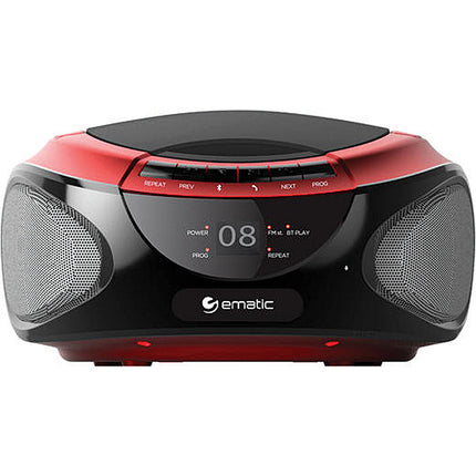CD Boombox with AM/FM Radio, Bluetooth Audio & Speakerphone, Red