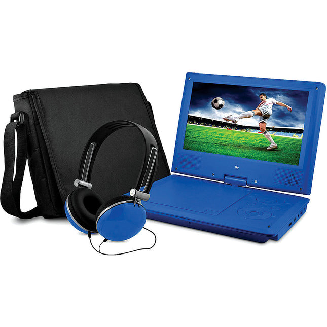 9" Portable DVD Player w/Matching Headphones and Bag, Blue