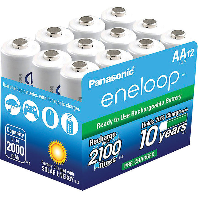AA 2100 Cycle Ni-MH Pre-Charged Rechargeable Batteries, Pack 12