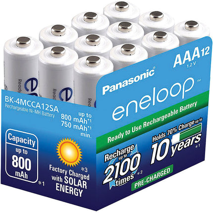 AAA 2100 Cycle Ni-MH Pre-Charged Rechargeable Batteries, 12 Pack