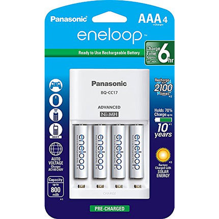 Cell Battery Charger with eneloop AAA New 2100 Cycle Rechargeable Batteries, 4 Pack