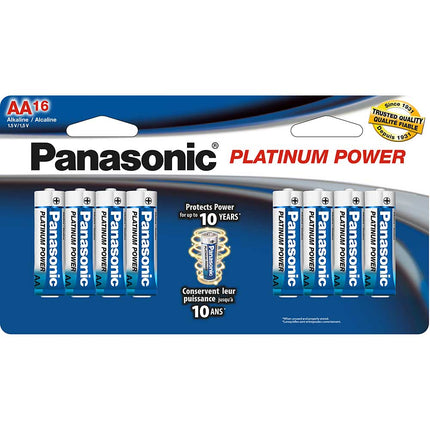 Platinum Power AA Alkaline Batteries, Pack of 16
