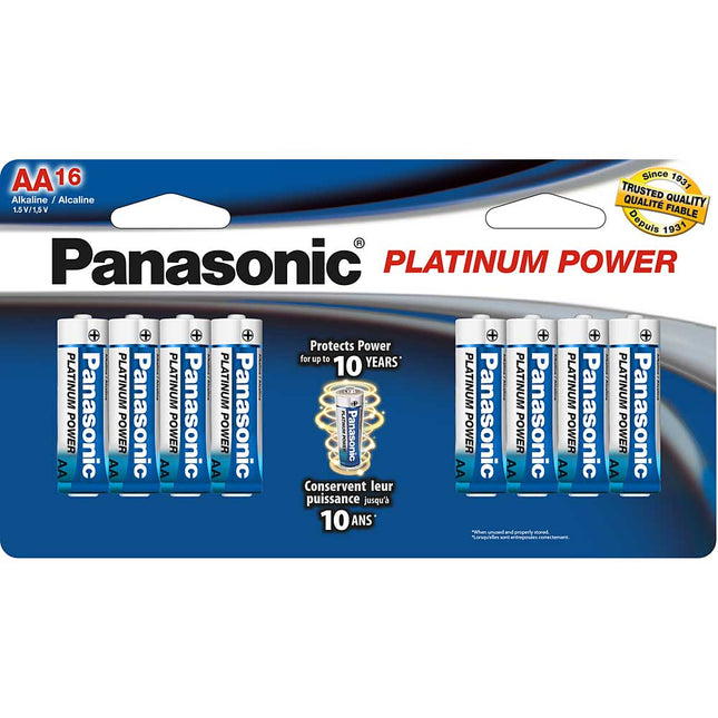 Platinum Power AA Alkaline Batteries, Pack of 16