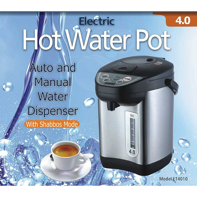 4-Quart Stainless Steel Hot Water Pot with Shabbos Mode