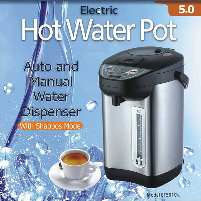 5-Quart Stainless Steel Hot Water Pot with Shabbos Mode