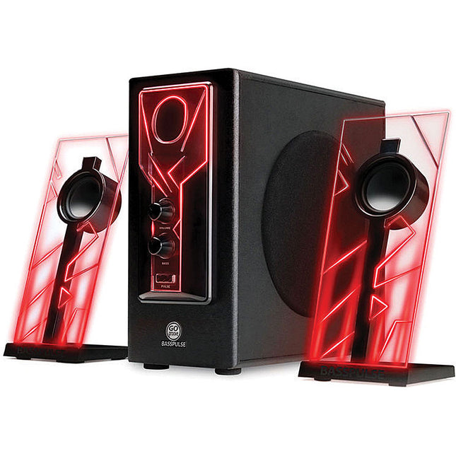 2.1 Stereo Speaker Sound System w/Powered Subwoofer, Red/Black