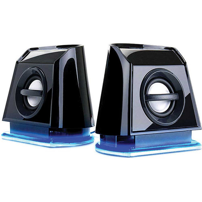 BassPULSE 2MX USB Powered 2.0 Channel Computer Speakers, Blue/Black