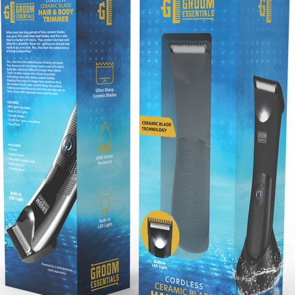 CERAMIC BLADE HAIR TRIMMER W/LED LIGHT AND STAND