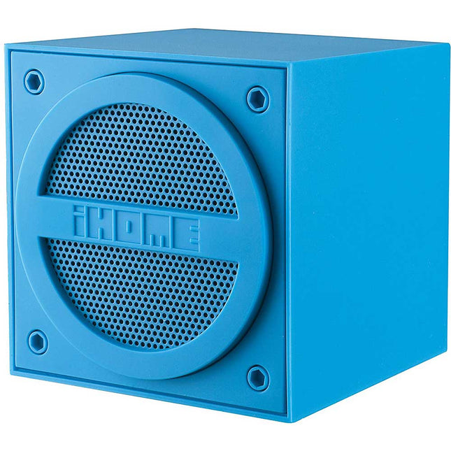 Bluetooth Rechargeable Mini Speaker Cube in Rubberized Finish, Blue
