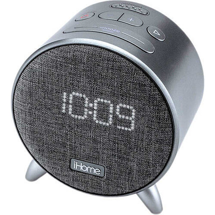 Bluetooth Alarm Clock with Dual-USB Charging and Ambient Light, Grey