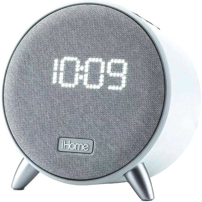 Bluetooth Alarm Clock with Dual-USB Charging and Ambient Light, White
