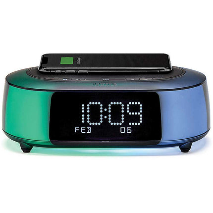 Color Changing Bluetooth Alarm Clock Speaker with Qi Wireless