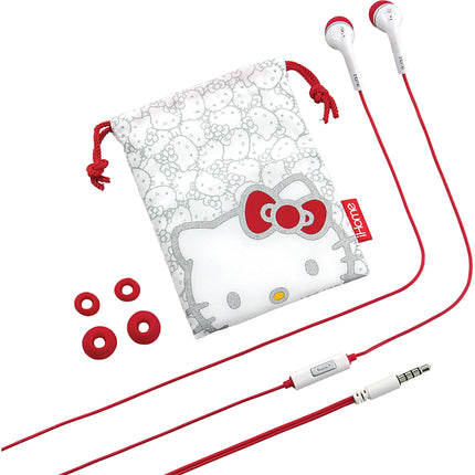 Hello Kitty Noise Isolating Earbuds w/Mic and Protective pouch