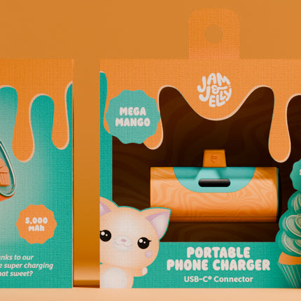 Portable Phone Charger, Lightning connector, Orange