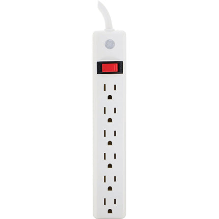 2 Ft Cord 6-Outlet Power Strip, White