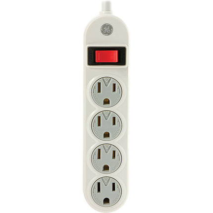 Power Strip, 4 Outlets with Safety Covers and 1.5-Feet Cord, White