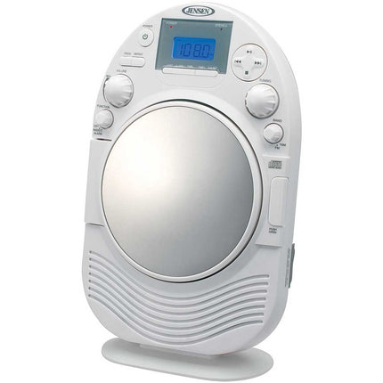 JCR525 CD/AM/FM Shower Radio w/ Fog Resistant Mirror