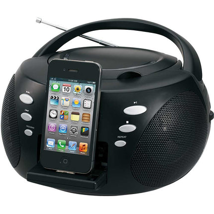 JISS120I CD/AM/FM Boombox w/ iPhone/iPod Dock